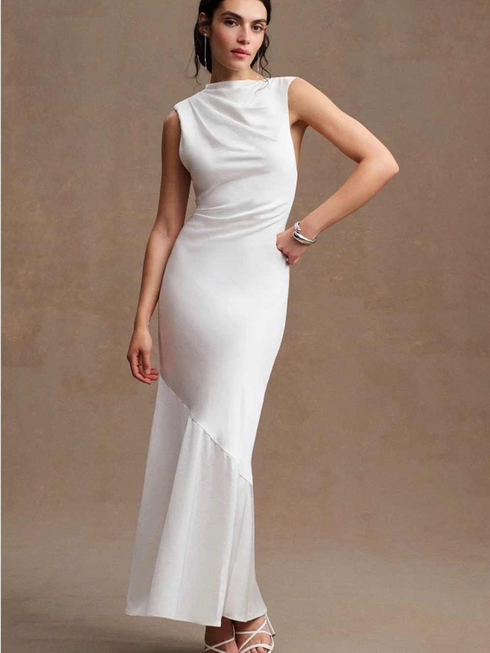 Significant Other Lana Cowl-Neck Satin Gown White Size 10